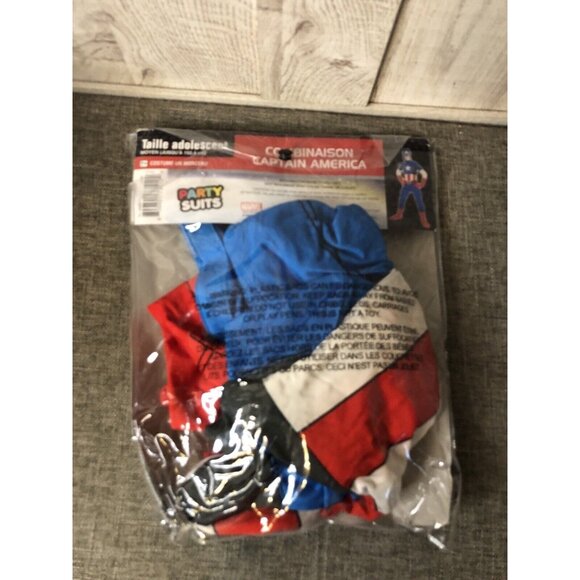 Boy's Captain America Partysuit Jumpsuit 1 Pc Costume Size Teen Medium up to 5' - Picture 2 of 2